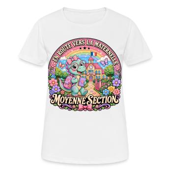 Dinosaure Maternelle Moyenne Section Fille - T-shirt respirant Femme - blanc - Devant - AI Model Female 172 dark (172cm)