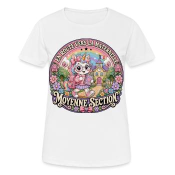 Licorne Maternelle Moyenne Section Fille - T-shirt respirant Femme - blanc - Devant - AI Model Female 172 dark (172cm)
