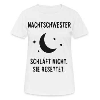 NachtSchwester: Rettet die Nacht - Frauen T-Shirt atmungsaktiv - Weiß - Vorne - AI Model Female 172 dark (172cm)