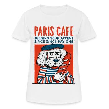 Chien café de Paris avec baguette - T-shirt respirant Femme - blanc - Devant - AI Model Female 172 dark (172cm)