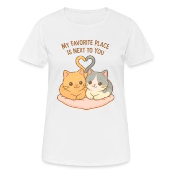 Cat Couple Heart: My Favorite Place - Women's Breathable T-Shirt - white - Front - AI Model Female 172 dark (172cm)