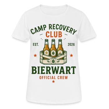Bierwart – Camp Recovery Club Crew - Frauen T-Shirt atmungsaktiv - Weiß - Vorne - AI Model Female 172 dark (172cm)