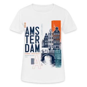Mosaïque du canal d’Amsterdam - T-shirt respirant Femme - blanc - Devant - AI Model Female 172 dark (172cm)