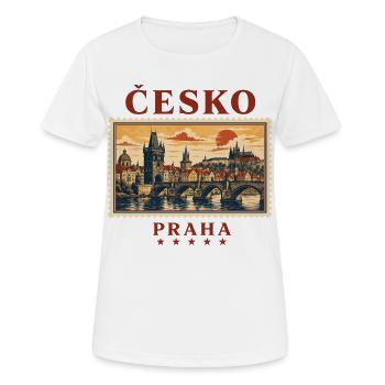 Prag Romantik als Reisemarke - Frauen T-Shirt atmungsaktiv - Weiß - Vorne - AI Model Female 172 dark (172cm)