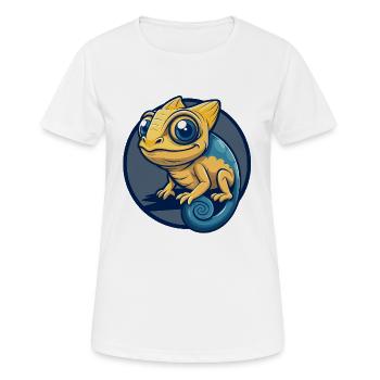 Insigne de logo clipart de la mascotte Kawaii de Caméléon Kawaii - T-shirt respirant Femme - blanc - Devant - AI Model Female 172 dark (172cm)