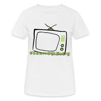 Medienkritik Shirt – Schwindelbude TV Satire State - Frauen T-Shirt atmungsaktiv - Weiß - Vorne - AI Model Female 172 dark (172cm)