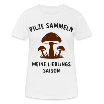 Pilze Sammeln Meine Lieblingssaison - Frauen T-Shirt atmungsaktiv - Weiß - Vorne - AI Model Female 172 dark (172cm)