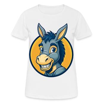 Donkey Kawaii Mascot Cartoon Clipart Logo Badge - Women's Breathable T-Shirt - white - Front - AI Model Female 172 dark (172cm)