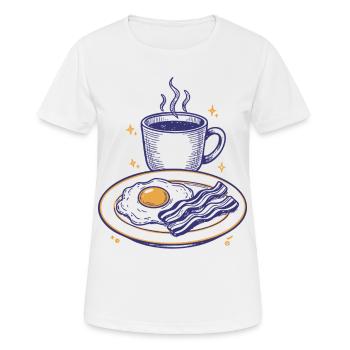Breakfast Funny Brunch Coffee Bacon Food - Women's Breathable T-Shirt - white - Front - AI Model Female 172 dark (172cm)