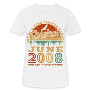 Juni 2008 Vintage-Retro-Geburtstagsgeschenk - Frauen T-Shirt atmungsaktiv - Weiß - Vorne - AI Model Female 172 dark (172cm)