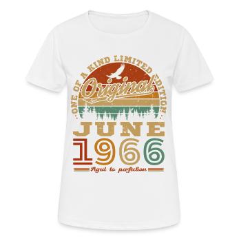 Juni 1966 Vintage-Retro-Geburtstagsgeschenk - Frauen T-Shirt atmungsaktiv - Weiß - Vorne - AI Model Female 172 dark (172cm)