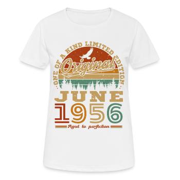 Juni 1956 Vintage-Retro-Geburtstagsgeschenk - Frauen T-Shirt atmungsaktiv - Weiß - Vorne - AI Model Female 172 dark (172cm)