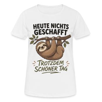 Heute nichts geschafft Faultier Spruch Humor - Frauen T-Shirt atmungsaktiv - Weiß - Vorne - AI Model Female 172 dark (172cm)
