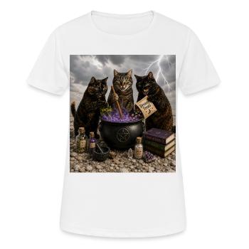 Halloween-Katzen kochen einen Trank - Frauen T-Shirt atmungsaktiv - Weiß - Vorne - AI Model Female 172 dark (172cm)