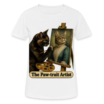L’artiste du trait de patte - Chat peintre - T-shirt respirant Femme - blanc - Devant - AI Model Female 172 dark (172cm)