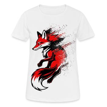 Kitsune Rouge Dispersion – Renard Japonais Graphiq - T-shirt respirant Femme - blanc - Devant - AI Model Female 172 dark (172cm)