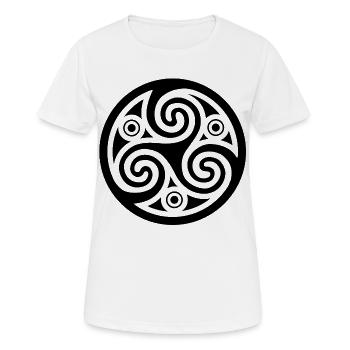 Celtic Circle and Spiral (Black) - Women's Breathable T-Shirt - white - Front - AI Model Female 172 dark (172cm)