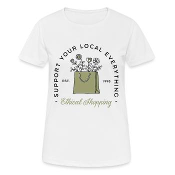 Shop local support small business - Women's Breathable T-Shirt - white - Front - AI Model Female 172 dark (172cm)