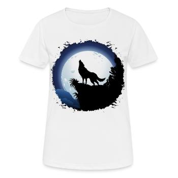 Wolf Howling at Blue Full Moon - Women's Breathable T-Shirt - white - Front - AI Model Female 172 dark (172cm)