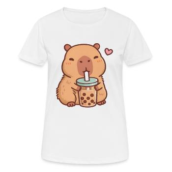 Capybara Kawaii et Bubble Tea Mignon - Frauen T-Shirt atmungsaktiv - Weiß - Vorne - AI Model Female 172 dark (172cm)