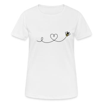 Coeur en vol: Abeille et Trajectoire - T-shirt respirant Femme - blanc - Devant - AI Model Female 172 dark (172cm)