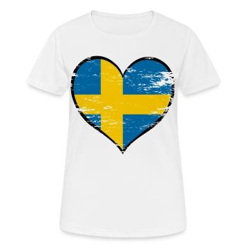 Schweden Herzflagge used - Frauen T-Shirt atmungsaktiv - Weiß - Vorne - AI Model Female 172 dark (172cm)
