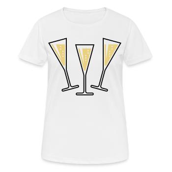 3 Sektgläser (Sekt / Trichter / Zu / 2C) - Frauen T-Shirt atmungsaktiv - Weiß - Vorne - AI Model Female 172 dark (172cm)