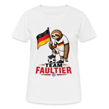 Team Faultier Fußball Shirt - Frauen T-Shirt atmungsaktiv - Weiß - Vorne - AI Model Female 172 dark (172cm)