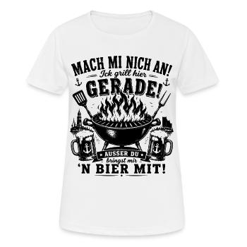 Lustiges Grillshirt mit Bier Spruch | BBQ Geschenk - Frauen T-Shirt atmungsaktiv - Weiß - Vorne - AI Model Female 172 dark (172cm)