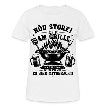 Nöd störe ich bi am Grille es sei denn Du hesch... - Frauen T-Shirt atmungsaktiv - Weiß - Vorne - AI Model Female 172 dark (172cm)
