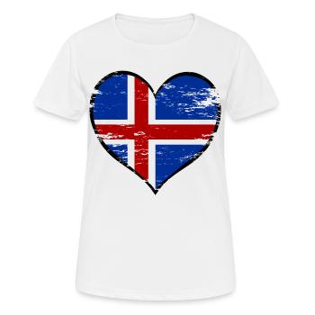 Drapeau du cœur islandais utilisé - T-shirt respirant Femme - blanc - Devant - AI Model Female 172 dark (172cm)