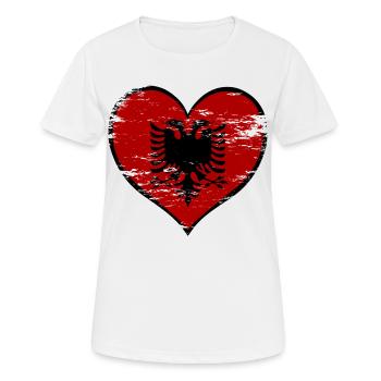 Drapeau du cœur d’Albanie - T-shirt respirant Femme - blanc - Devant - AI Model Female 172 dark (172cm)