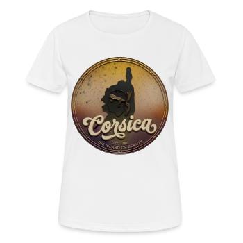 L’île de Corse : Cercle rétro du coucher de soleil France - T-shirt respirant Femme - blanc - Devant - AI Model Female 172 dark (172cm)