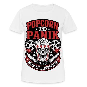 Popcorn und Panik Horror Film Design - Frauen T-Shirt atmungsaktiv - Weiß - Vorne - AI Model Female 172 dark (172cm)