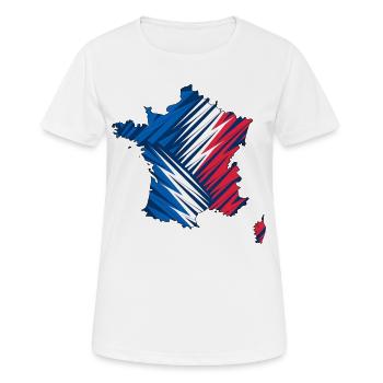 Carte du t-shirt France Paris pour hommes et femmes - T-shirt respirant Femme - blanc - Devant - AI Model Female 172 dark (172cm)
