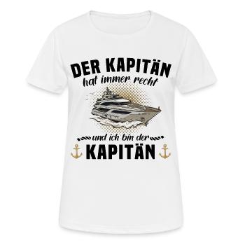 Der Kapitän hat immer recht ich bin der Kapitän - Frauen T-Shirt atmungsaktiv - Weiß - Vorne - AI Model Female 172 dark (172cm)