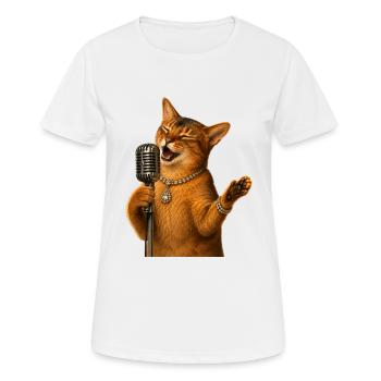 Singing Cat - Women's Breathable T-Shirt - white - Front - AI Model Female 172 dark (172cm)