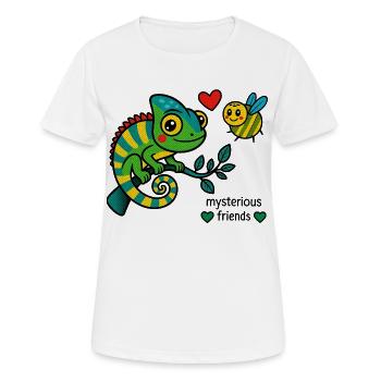 Caméléon et abeille – amis mystérieux - T-shirt respirant Femme - blanc - Devant - AI Model Female 172 dark (172cm)
