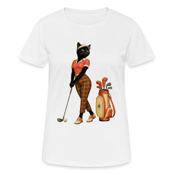 Golfkatze - Frauen T-Shirt atmungsaktiv - Weiß - Vorne - AI Model Female 172 dark (172cm)