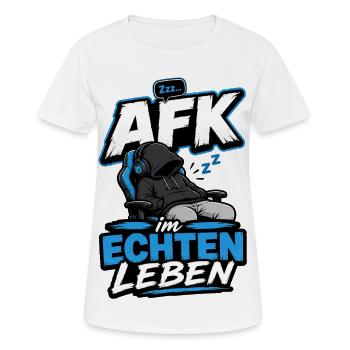 AFK im echten Leben - Gamer Schlafmodus - Frauen T-Shirt atmungsaktiv - Weiß - Vorne - AI Model Female 172 dark (172cm)