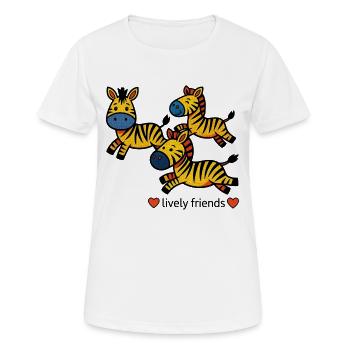 Temperamentvolle Zebra-Freunde in Bewegung - Frauen T-Shirt atmungsaktiv - Weiß - Vorne - AI Model Female 172 dark (172cm)