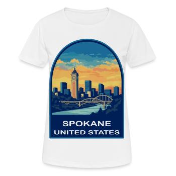 Badge Retro Sunset Skyline de Spokane, Washington - T-shirt respirant Femme - blanc - Devant - AI Model Female 172 dark (172cm)