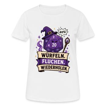 Würfeln Fluchen Wiederholen Shirt - Frauen T-Shirt atmungsaktiv - Weiß - Vorne - AI Model Female 172 dark (172cm)
