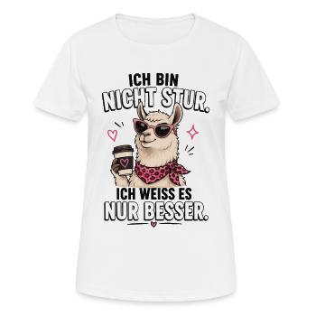 Lama Nicht Stur Shirt - Frauen T-Shirt atmungsaktiv - Weiß - Vorne - AI Model Female 172 dark (172cm)