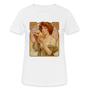 Pin-up de pizza Art nouveau – Affiche Art nouveau noble - T-shirt respirant Femme - blanc - Devant - AI Model Female 172 dark (172cm)