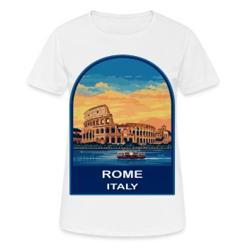 Rom, Italien, Kolosseum Retro Sonnenuntergangs-Reiseabzeichen - Frauen T-Shirt atmungsaktiv - Weiß - Vorne - AI Model Female 172 dark (172cm)