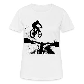 MTB POV Jump Mountain Bike Downhill Design - Women's Breathable T-Shirt - white - Front - AI Model Female 172 dark (172cm)