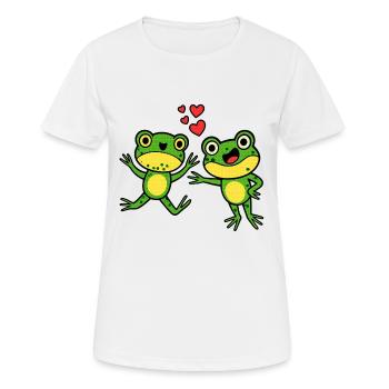 Heureux ami grenouille avec un cœur - T-shirt respirant Femme - blanc - Devant - AI Model Female 172 dark (172cm)