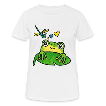 Grenouille de rêve avec libellule - T-shirt respirant Femme - blanc - Devant - AI Model Female 172 dark (172cm)