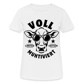 Vache entièrement moto avec des lunettes de soleil - T-shirt respirant Femme - blanc - Devant - AI Model Female 172 dark (172cm)